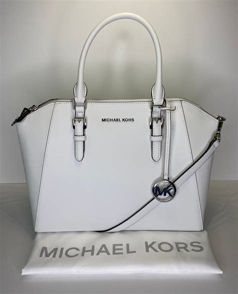 michael kors optic white lg tz satchel|Michael Kors leather bag.